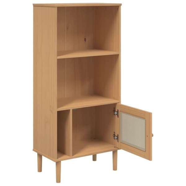 vidaXL bogreol SENJA rattanlook 60x35x130 cm massivt fyrretræ brun