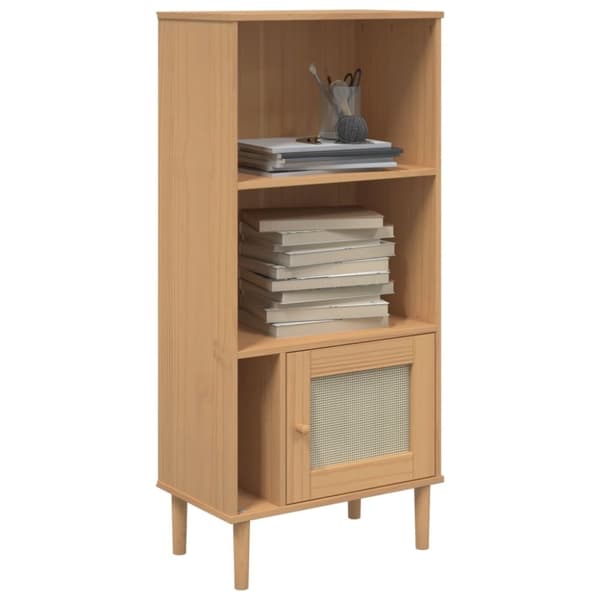 vidaXL bogreol SENJA rattanlook 60x35x130 cm massivt fyrretræ brun