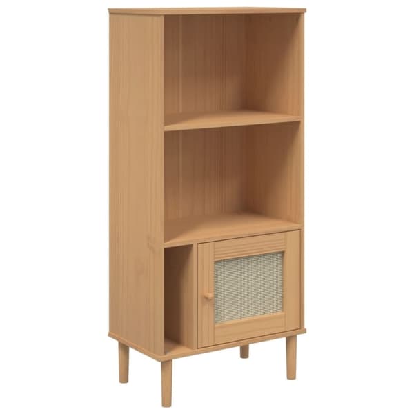 vidaXL bogreol SENJA rattanlook 60x35x130 cm massivt fyrretræ brun