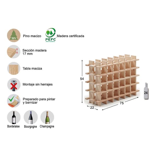 Astigarraga Flaskestativ Evolutivo Rioja 24 Flasker Brun