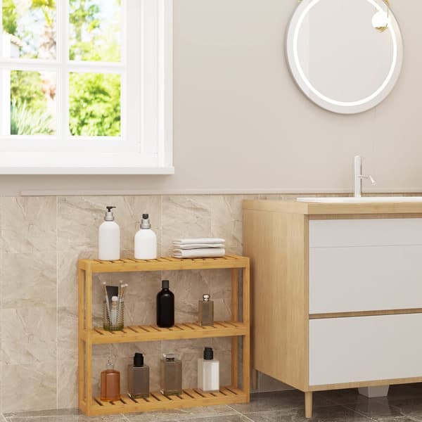 Rootz Bamboo Vägghylla - Hylla - Förvaringsställ - Displayställ - Bokhylla - Organizer - Hylla - Naturlig - 60 x 15 x 54 cm