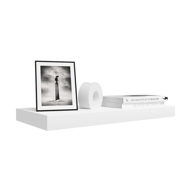 Rootz vægmonteret displayhylde - Flydende reolstativ til boligindretning - Hvid vægbeslag i træ - 60x23x3,8 cm