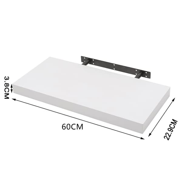 Rootz vægmonteret displayhylde - Flydende reolstativ til boligindretning - Hvid vægbeslag i træ - 60x23x3,8 cm