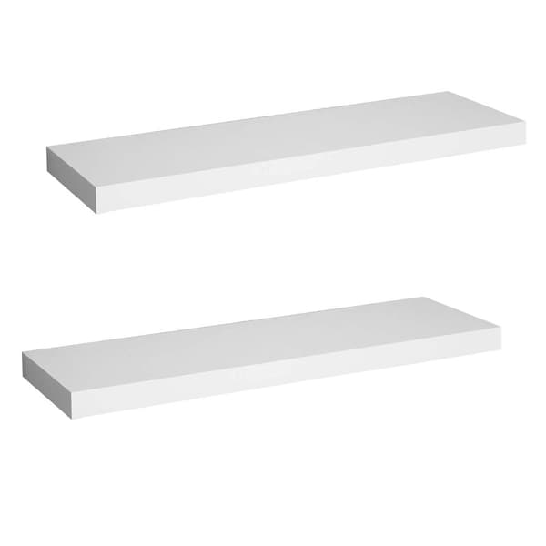 Rootz Wandregal Wandboard Bücherregal - Vägghylla - Flytande förvaring - Bokdisplay - Väggavsats - Hängande organisering - Moderna hyllor - Vit - 80x2