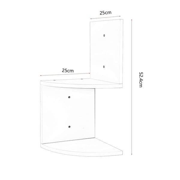 Rootz Hjørne Væghylde - Zickzack Bogreol - Flydende Display - CD Holder - Opbevaringsstativ - Elegant Organizer - Hvid - 25x52,4x25cm