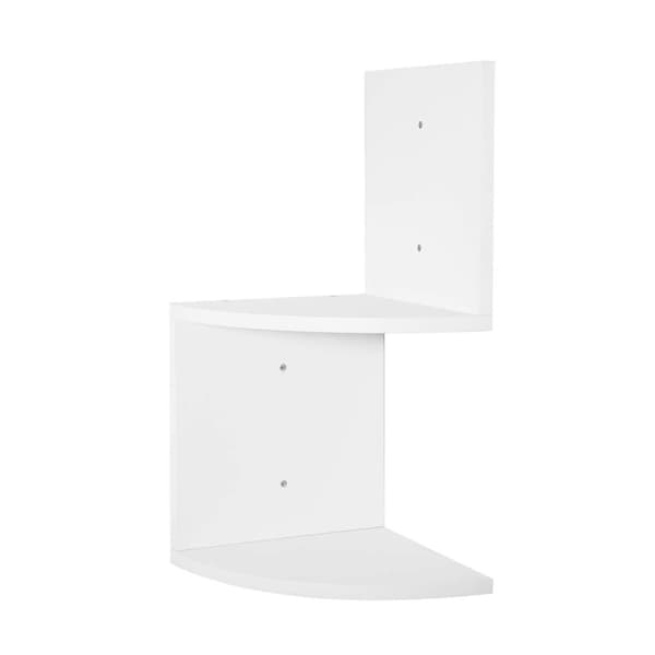 Rootz Hjørne Væghylde - Zickzack Bogreol - Flydende Display - CD Holder - Opbevaringsstativ - Elegant Organizer - Hvid - 25x52,4x25cm