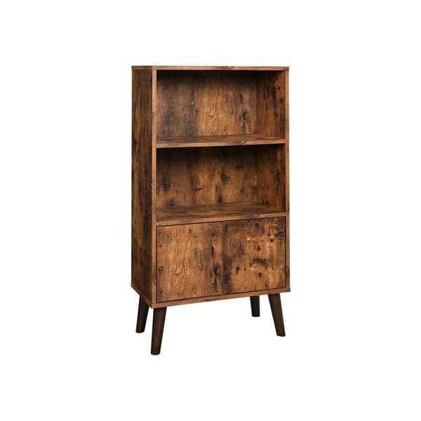 Rootz Reol - Reol med 2 hylder - Skabslåger - Bogopbevaring i træ - Vægmonteret bogreol - Flerlags reol - Fritstående - Trælook/brun - 60 x 30 x 120 c
