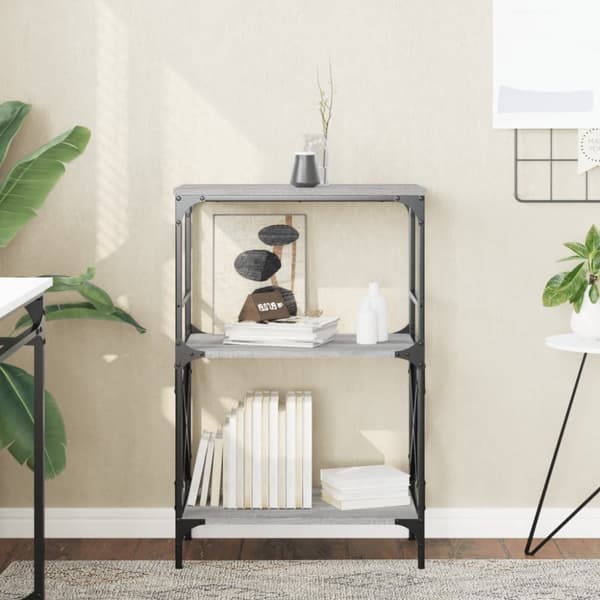 vidaXL bogreol 4 hylder 59x35x90,5 cm konstrueret træ grå sonoma-eg
