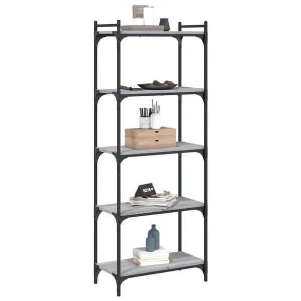 vidaXL bogreol 5 hylder 60x30x154 cm konstrueret træ grå sonoma-eg