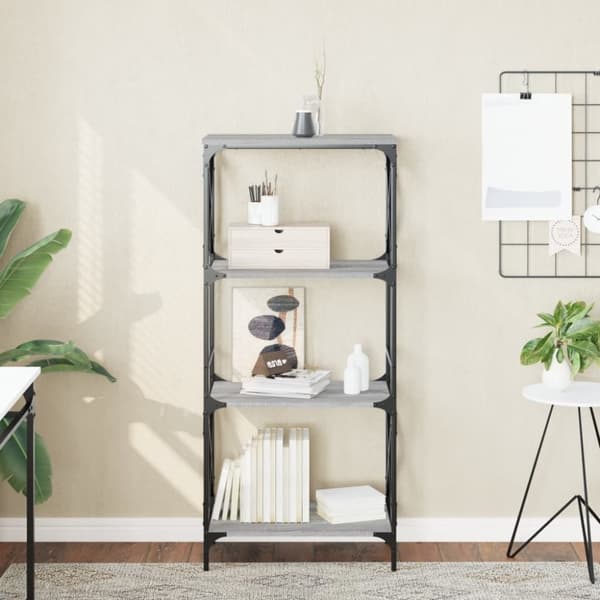 vidaXL bogreol 4 hylder 59x35x132 cm konstrueret træ grå sonoma-eg