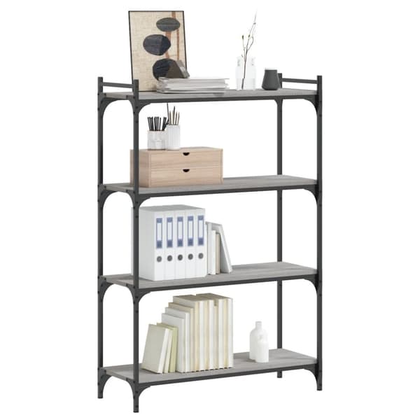 vidaXL bogreol 4 hylder 80x30x120 cm konstrueret træ grå sonoma-eg