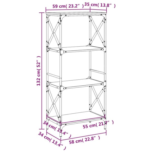 vidaXL bogreol 6 hylder 59x35x132 cm konstrueret træ sonoma-eg