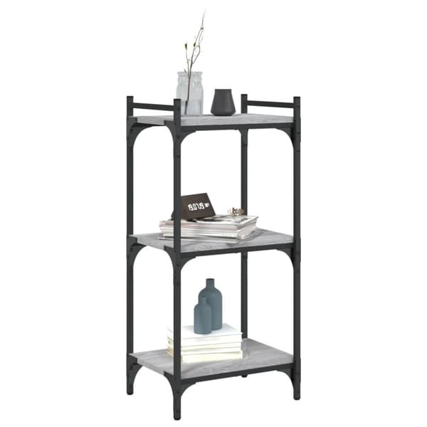 vidaXL bogreol 3 hylder 40x30x86 cm konstrueret træ grå sonoma-eg