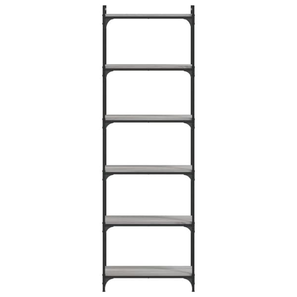 vidaXL bogreol 6 hylder 60x30x188 cm konstrueret træ grå sonoma-eg