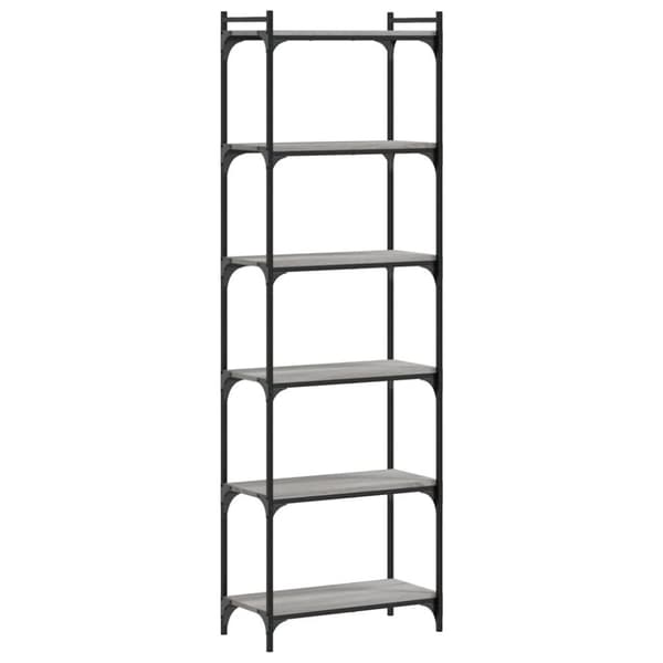 vidaXL bogreol 6 hylder 60x30x188 cm konstrueret træ grå sonoma-eg