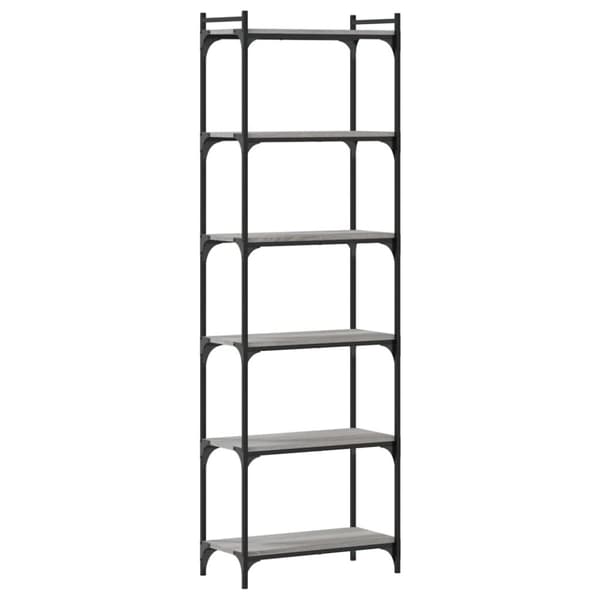 vidaXL bogreol 6 hylder 60x30x188 cm konstrueret træ grå sonoma-eg