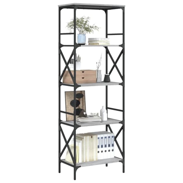 vidaXL bogreol 59x35x171 cm 5 hylder konstrueret træ grå sonoma-eg