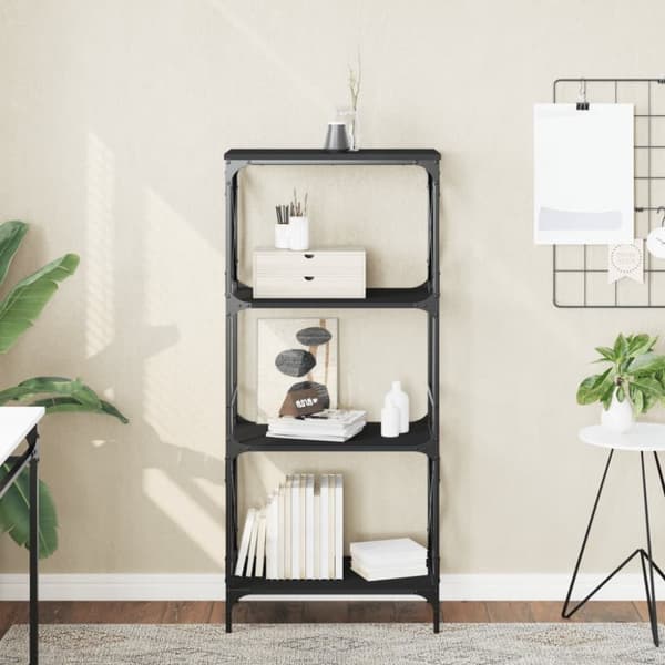 vidaXL bogreol med 4 hylder 59x35x132 cm konstrueret træ sort