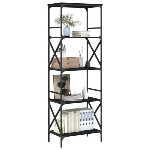 vidaXL bogreol med 5 hylder 59x35x171 cm konstrueret træ sort
