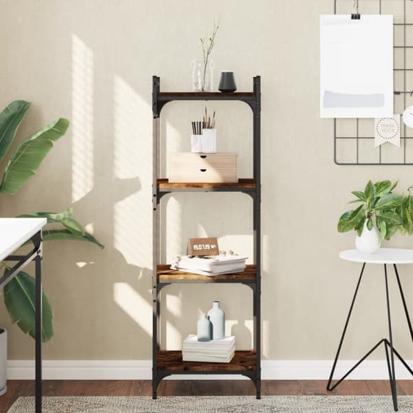 vidaXL bogreol 4 hylder 40x30x120 cm konstrueret træ røget eg