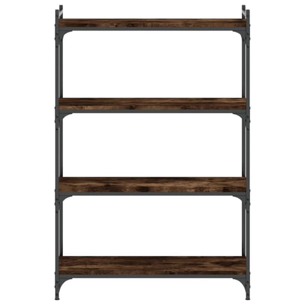 vidaXL bogreol 4 hylder 80x30x120 cm konstrueret træ røget eg