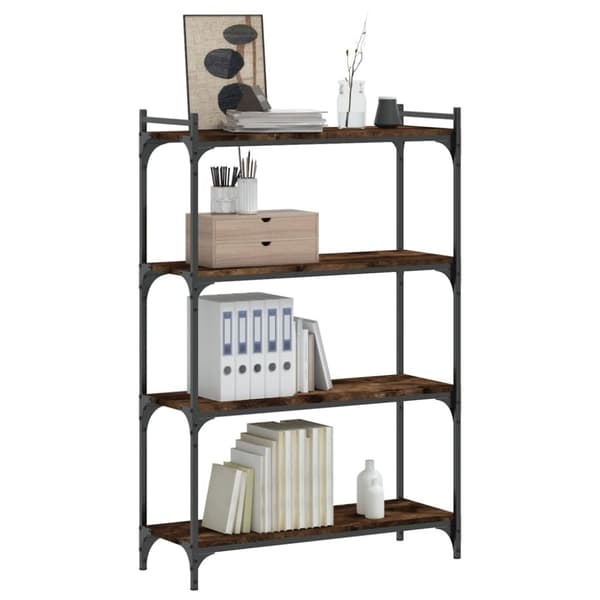 vidaXL bogreol 4 hylder 80x30x120 cm konstrueret træ røget eg