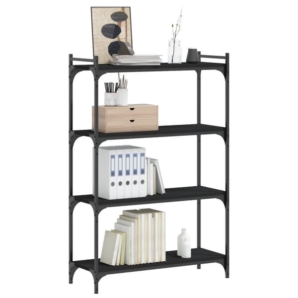 vidaXL Bokhylla 4 hyllplan svart 80x30x120 cm konstruerat trä
