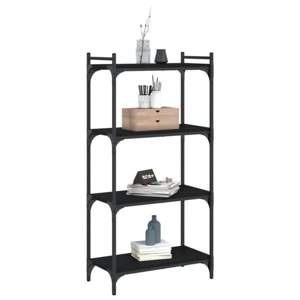 vidaXL bogreol med 4 hylder 60x30x120 cm konstrueret træ sort