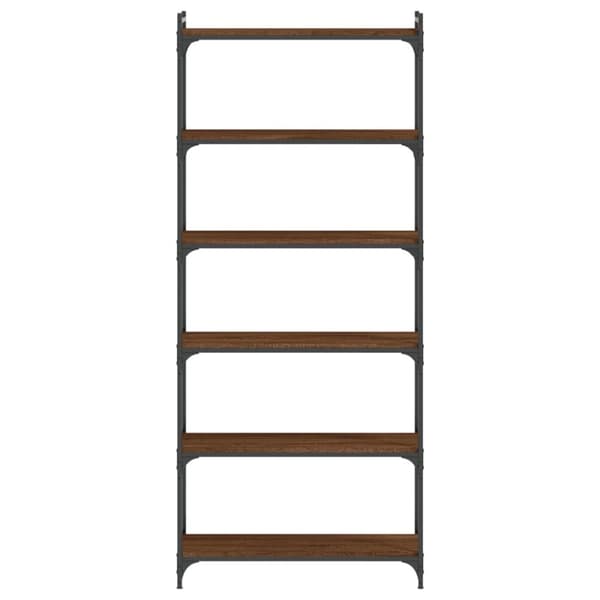 vidaXL bogreol 6 hylder 80x30x188 cm konstrueret træ brunt eg