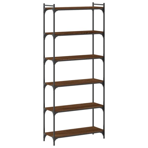 vidaXL bogreol 6 hylder 80x30x188 cm konstrueret træ brunt eg