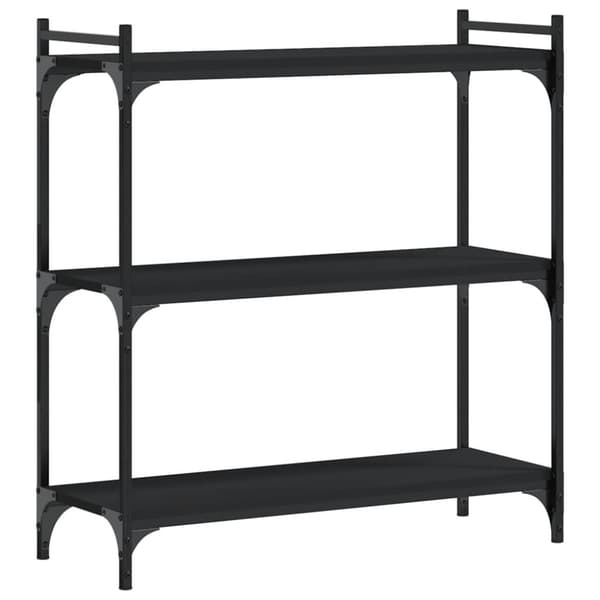 vidaXL bogreol med 3 hylder 80x30x86 cm konstrueret træ sort