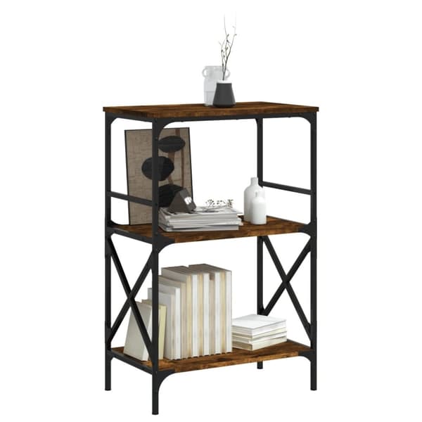 vidaXL bogreol med 3 hylder 59x35x90,5 cm konstrueret træ røget eg
