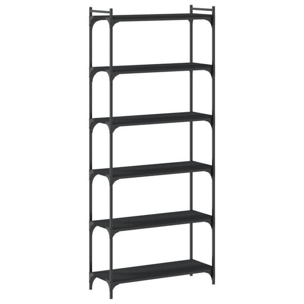 vidaXL bogreol med 6 hylder 80x30x188 cm konstrueret træ sort