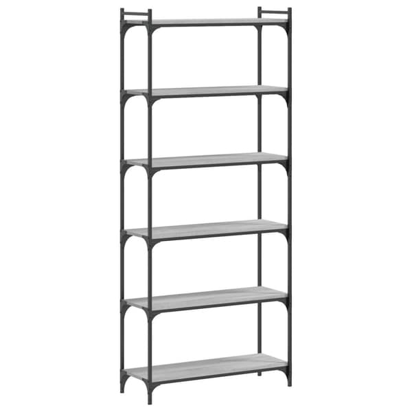 vidaXL bogreol 6 hylder 80x30x188 cm konstrueret træ grå sonoma-eg