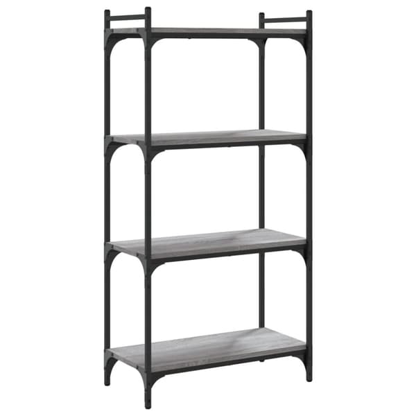 vidaXL bogreol 60x30x120 cm 4 hylder konstrueret træ grå sonoma-eg