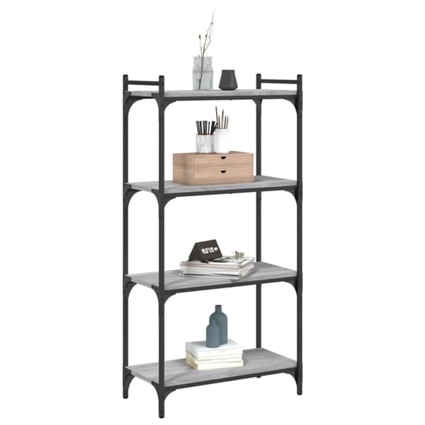 vidaXL bogreol 60x30x120 cm 4 hylder konstrueret træ grå sonoma-eg