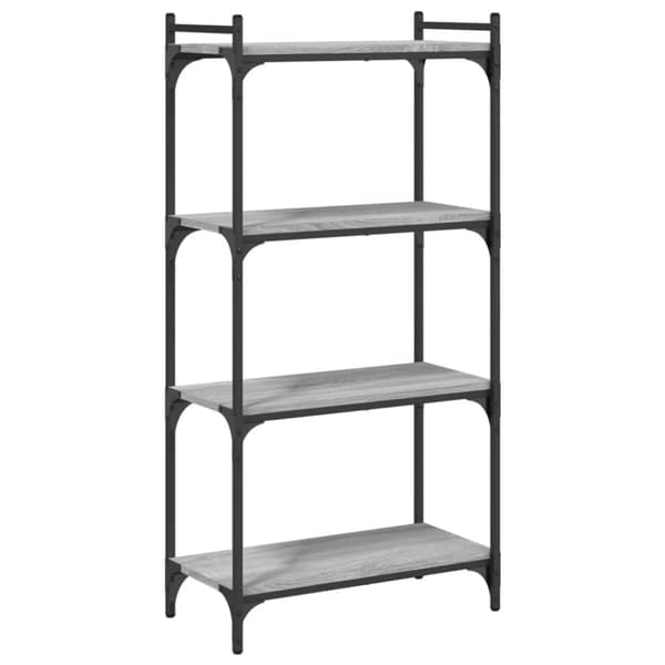 vidaXL bogreol 60x30x120 cm 4 hylder konstrueret træ grå sonoma-eg