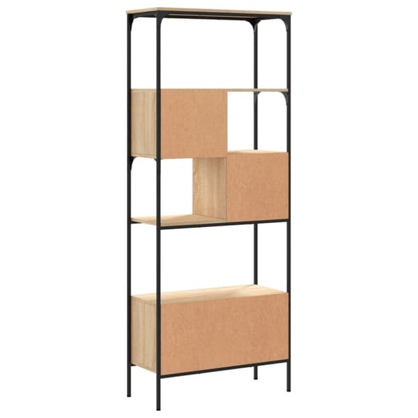 vidaXL bogreol med 5 hylder 76x33x188,5 cm konstrueret træ sonoma-eg