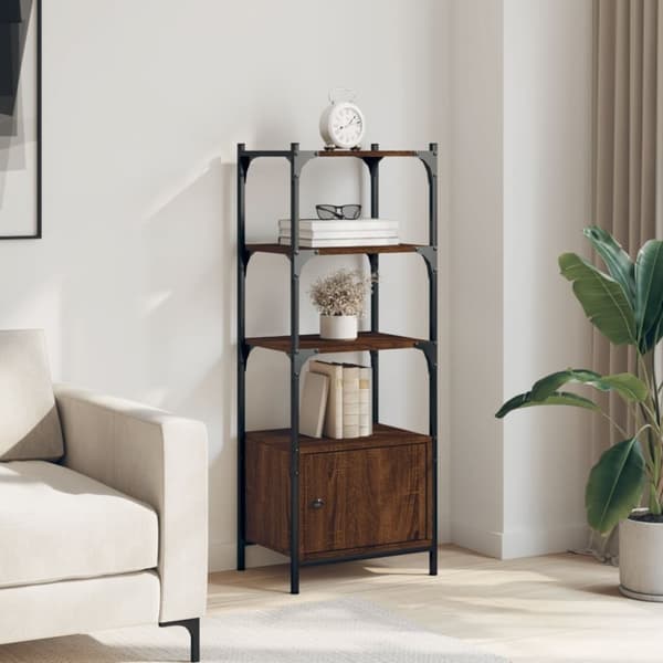 vidaXL bogreol med 3 hylder 41x30x109,5 cm konstrueret træ brun eg