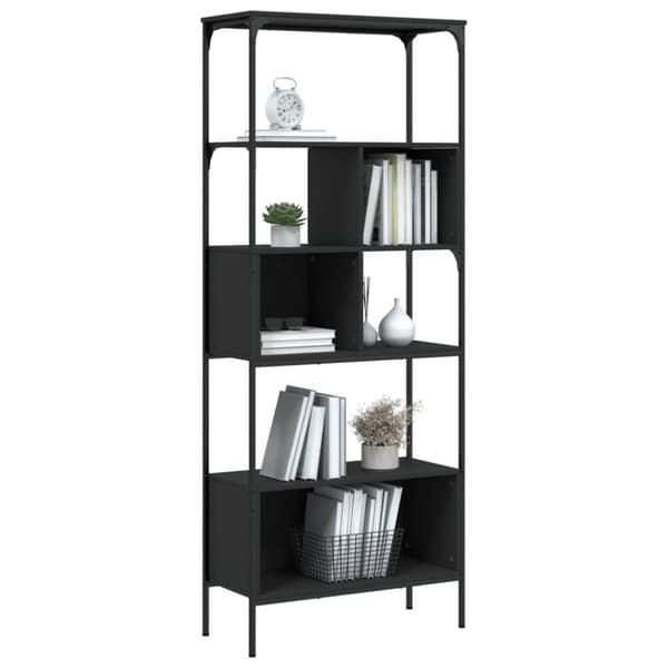 vidaXL bogreol med 5 hylder 76x33x188,5 cm konstrueret træ sort