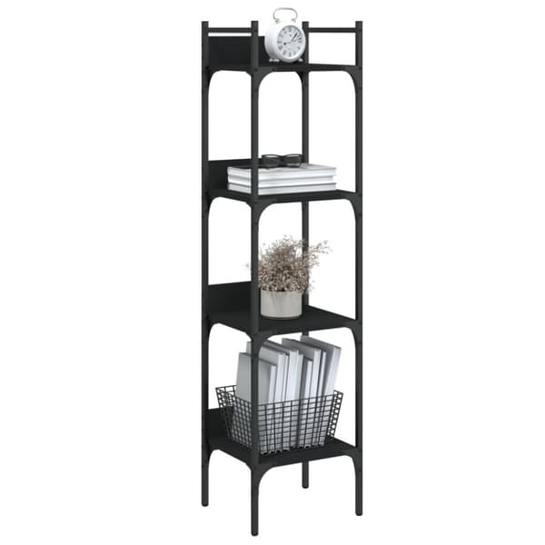 vidaXL bogreol med 4 hylder 35x30x138,5 cm konstrueret træ sort
