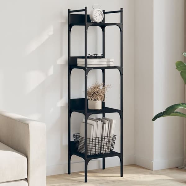 vidaXL bogreol med 4 hylder 35x30x138,5 cm konstrueret træ sort
