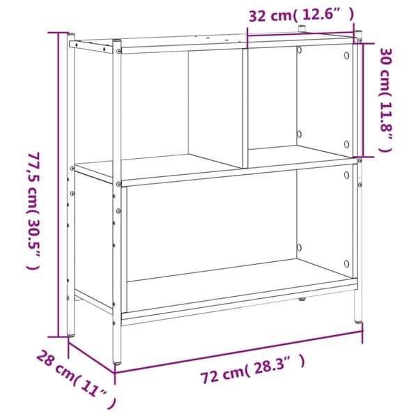 vidaXL bogreol 72x28x77,5 cm konstrueret træ grå sonoma-eg