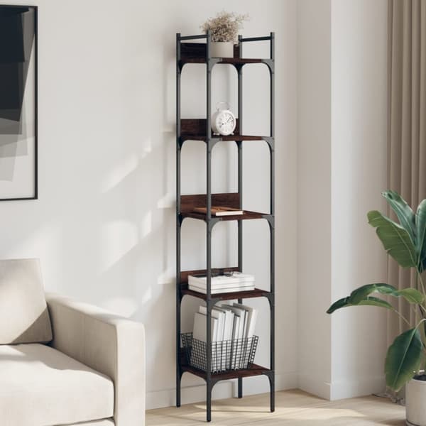 vidaXL bogreol 35x30x174 cm 5 hylder konstrueret træ brunt egetræ