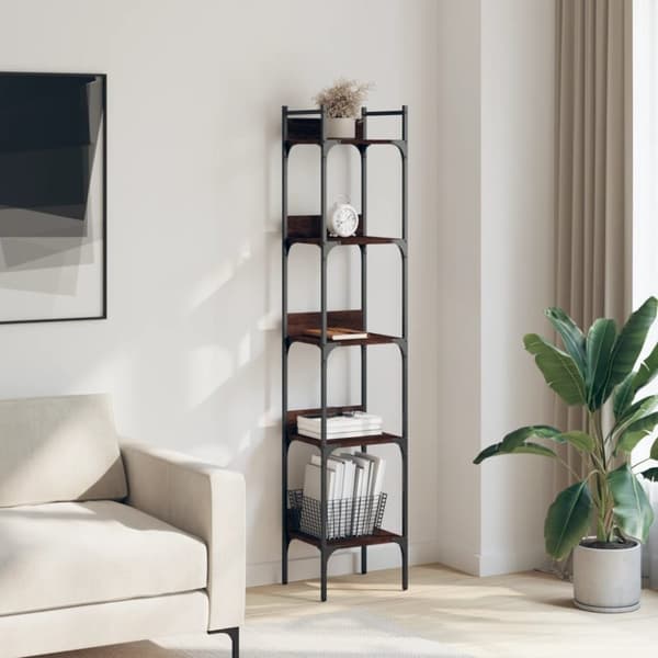 vidaXL bogreol 35x30x174 cm 5 hylder konstrueret træ brunt egetræ