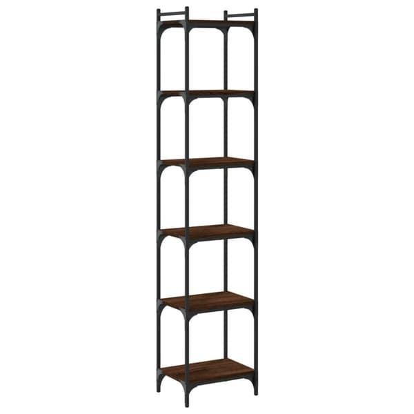 vidaXL bogreol 6 hylder 40x30x188 cm konstrueret træ brunt eg