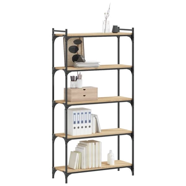 vidaXL Bokhylla 5 hyllplan sonoma-ek 80x30x154 cm konstruerat trä