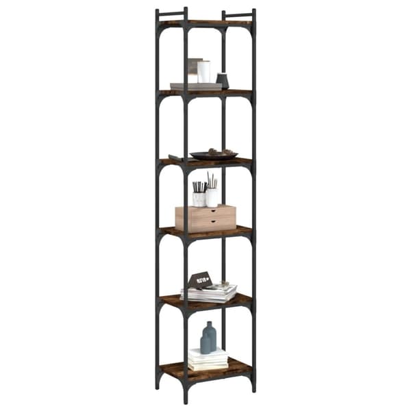 vidaXL Bokhylle 6 etasjer røkt eik 40x30x188 cm konstruert tre