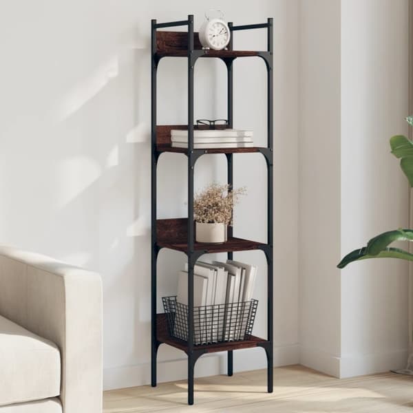 vidaXL bogreol 35x30x138,5 cm 4 hylder konstrueret træ brunt egetræ
