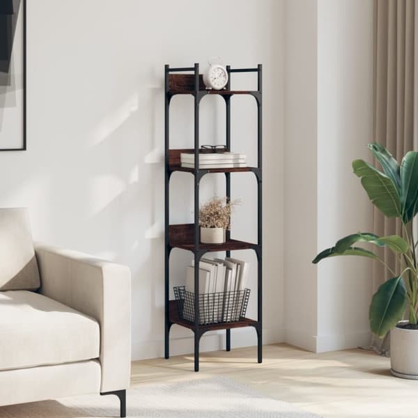 vidaXL bogreol 35x30x138,5 cm 4 hylder konstrueret træ brunt egetræ